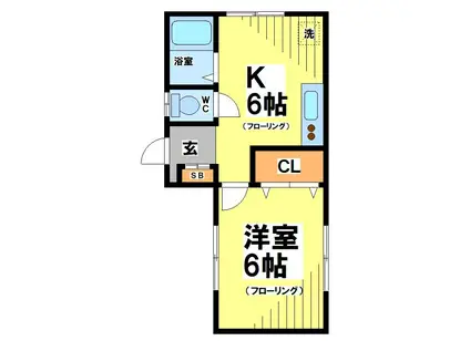 ハイツ雨宮(1DK/2階)の間取り写真