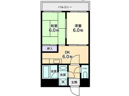 信開グランドハイツ(2DK/2階)の間取り写真