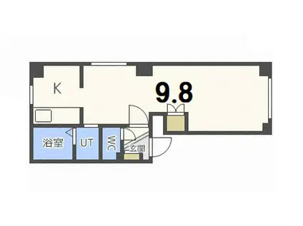 ひばりヶ丘A(1K/1階)の間取り写真