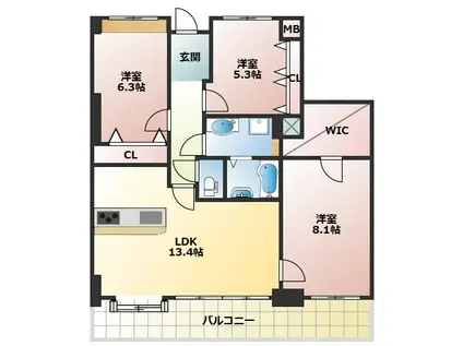 サバービアシティ21(3LDK/2階)の間取り写真