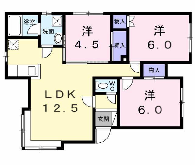 クレストール冨澤 壱番館(3LDK/1階)の間取り写真