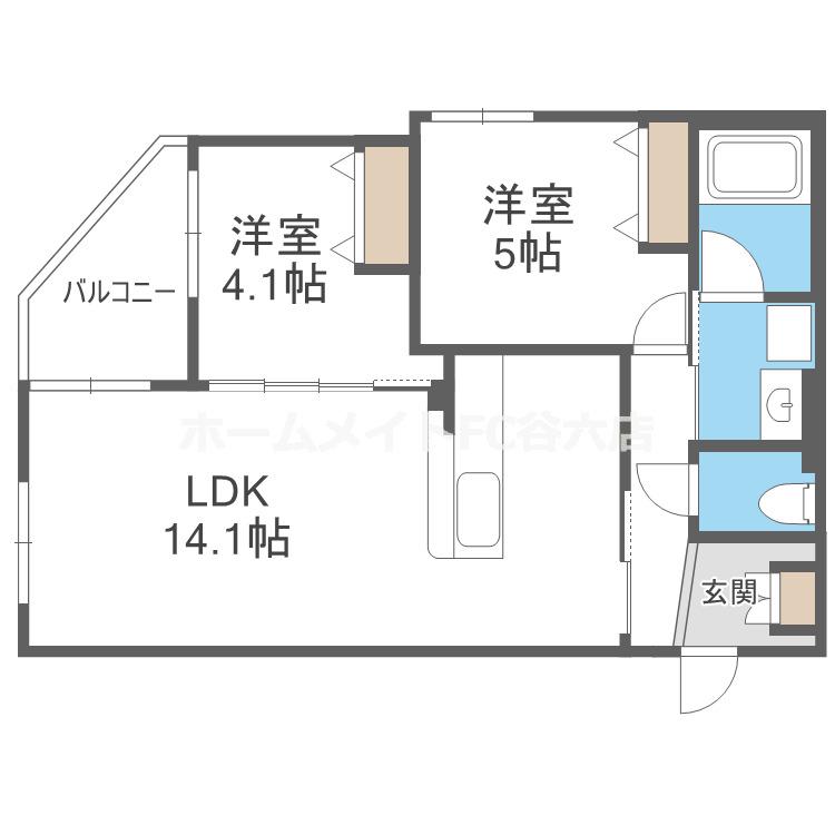 グラン今里ノース(2LDK/2階)の間取り写真