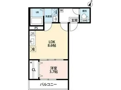 PLACE DES ROCCOプラス デ ロ(1LDK/1階)の間取り写真