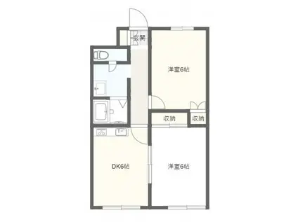 シティクレスト花かいどう(2DK/1階)の間取り写真