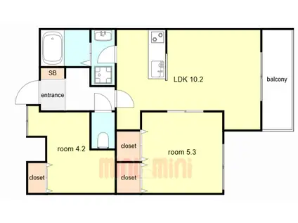サンビルダープラス高羽ガーデン(2LDK/2階)の間取り写真