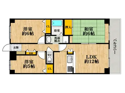 ライオンズマンション住吉万代東(3LDK/9階)の間取り写真