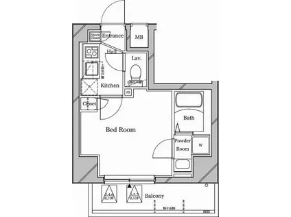 ラフィスタ横浜阪東橋II 1004(1K/10階)の間取り写真