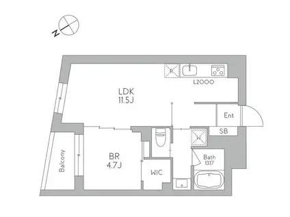 J.リヴェール武蔵小山ウエスト(1LDK/2階)の間取り写真