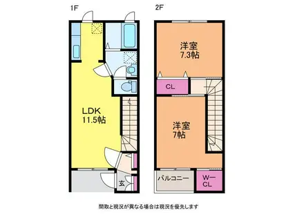 ボヌールナルミ(2LDK/1階)の間取り写真
