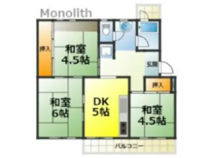 鶴山台25号棟(3DK/5階)の間取り写真