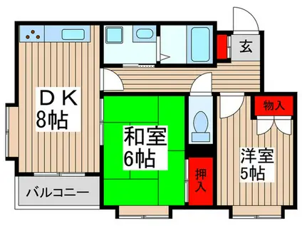 エメラルドハイツE(2DK/2階)の間取り写真