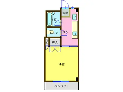 ニューヒルズ(1K/1階)の間取り写真