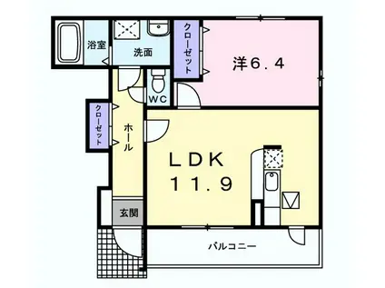 シルバーベル(1LDK/1階)の間取り写真