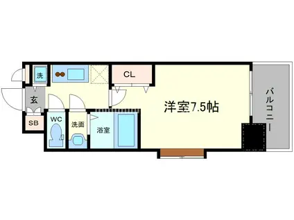 ラグゼ今里II(1K/6階)の間取り写真