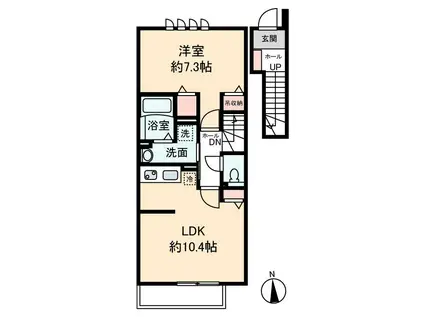リヴァリエ稲毛(1LDK/2階)の間取り写真