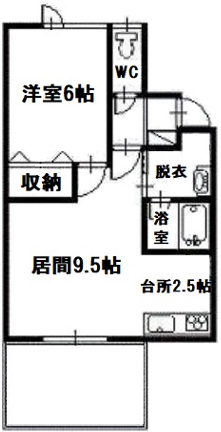 ガーデンコート森の幹(1LDK/1階)の間取り写真
