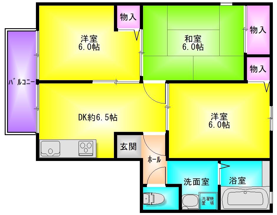 RIHITO八尾 C棟(3DK/2階)の間取り写真