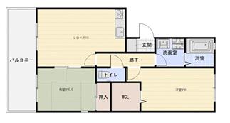メゾンソレイユⅡ番館(2LDK/1階)の間取り写真