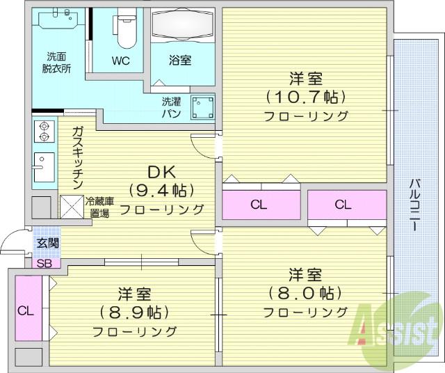 ヴィラ・サンタクララ(3DK/7階)の間取り写真