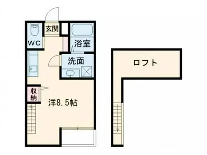 リバーサイド花田(ワンルーム/1階)の間取り写真