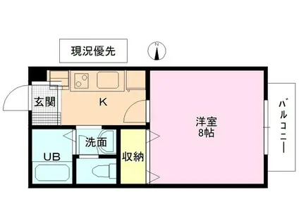 ルミエール若里(1K/1階)の間取り写真