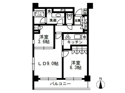 レジディア中落合C(2LDK/7階)の間取り写真