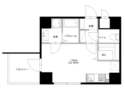 プラティーク世田谷豪徳寺(ワンルーム/2階)の間取り写真
