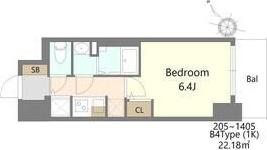 S-RESIDENCE堺湊駅前AZURE(1K/2階)の間取り写真