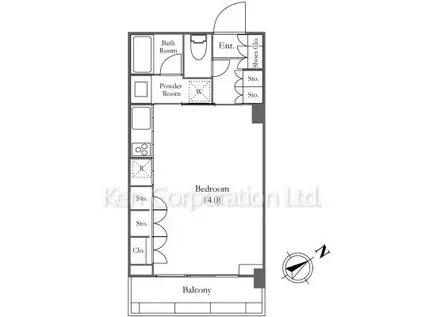 渋谷キャスト アパートメント(ワンルーム/15階)の間取り写真