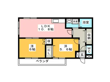 クレベール(2LDK/1階)の間取り写真