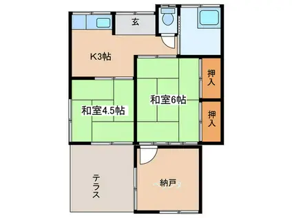 JR横浜線 成瀬駅 徒歩17分 1階建 築54年(2K/1階)の間取り写真