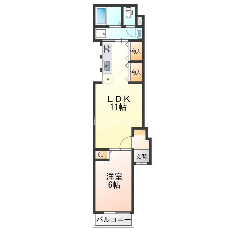 アリビア明神町A棟(1LDK/1階)の間取り写真