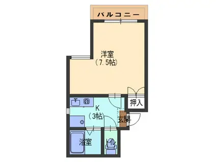 ヘルメス568(1K/1階)の間取り写真
