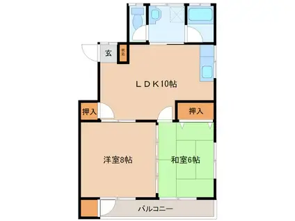 JUNハイツ(2LDK/2階)の間取り写真