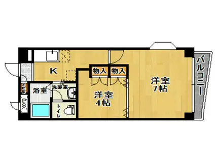 サンスクエア深田台 B棟(2K/4階)の間取り写真