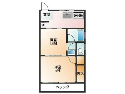 コーポITO(2K/4階)の間取り写真