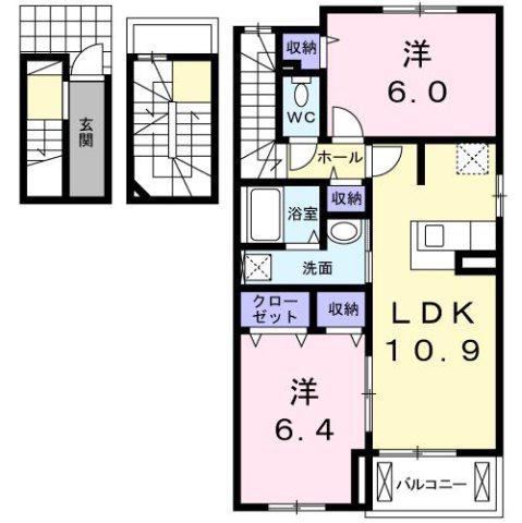 スター・ヒル桜木(2LDK/3階)の間取り写真