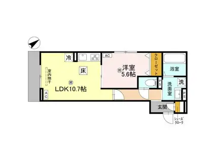 アルタ若竹ビュー(1LDK/1階)の間取り写真