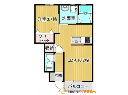 グランヒルズ(1LDK/1階)の間取り写真