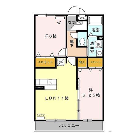タクティス(2LDK/2階)の間取り写真