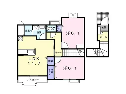 サンハイム(2LDK/2階)の間取り写真