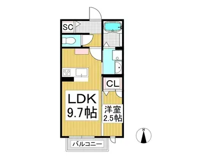 AMANECER M1(1LDK/1階)の間取り写真