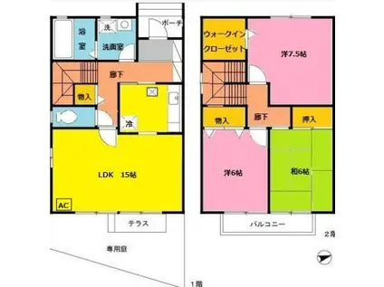 モンテアンヴァレA棟(3LDK/1階)の間取り写真