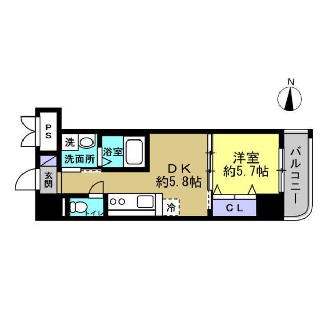 ラプラージュ(1DK/4階)の間取り写真