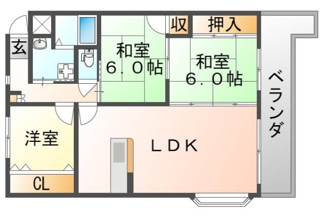 カルム千里山土井(2SLDK/3階)の間取り写真