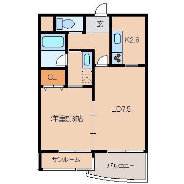 ビエネスタル(1LDK/3階)の間取り写真