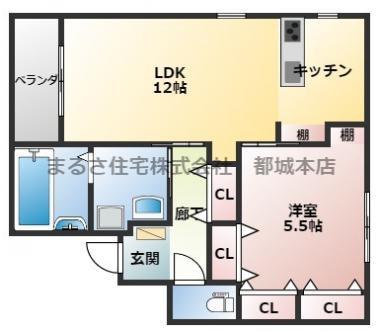 ローズガーデン(1LDK/3階)の間取り写真