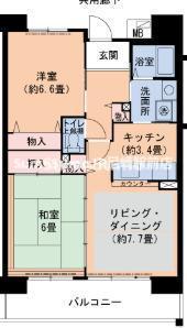 URパークタウン西武庫 16号棟(2LDK/7階)の間取り写真