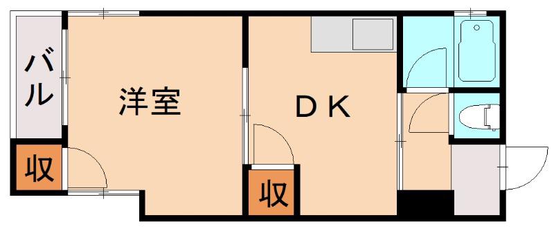メゾンド都府楼B(1DK/2階)の間取り写真