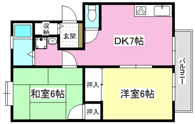 サンハイツ千原(2DK/2階)の間取り写真